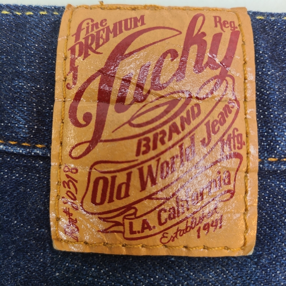 Lucky Brand Jeans Dungarees Easy Rider Long Dark Wash Button Fly Size 27 - Picture 10 of 14
